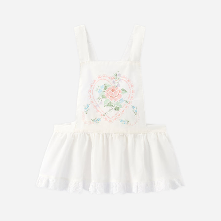 Girls cotton floral lace apron