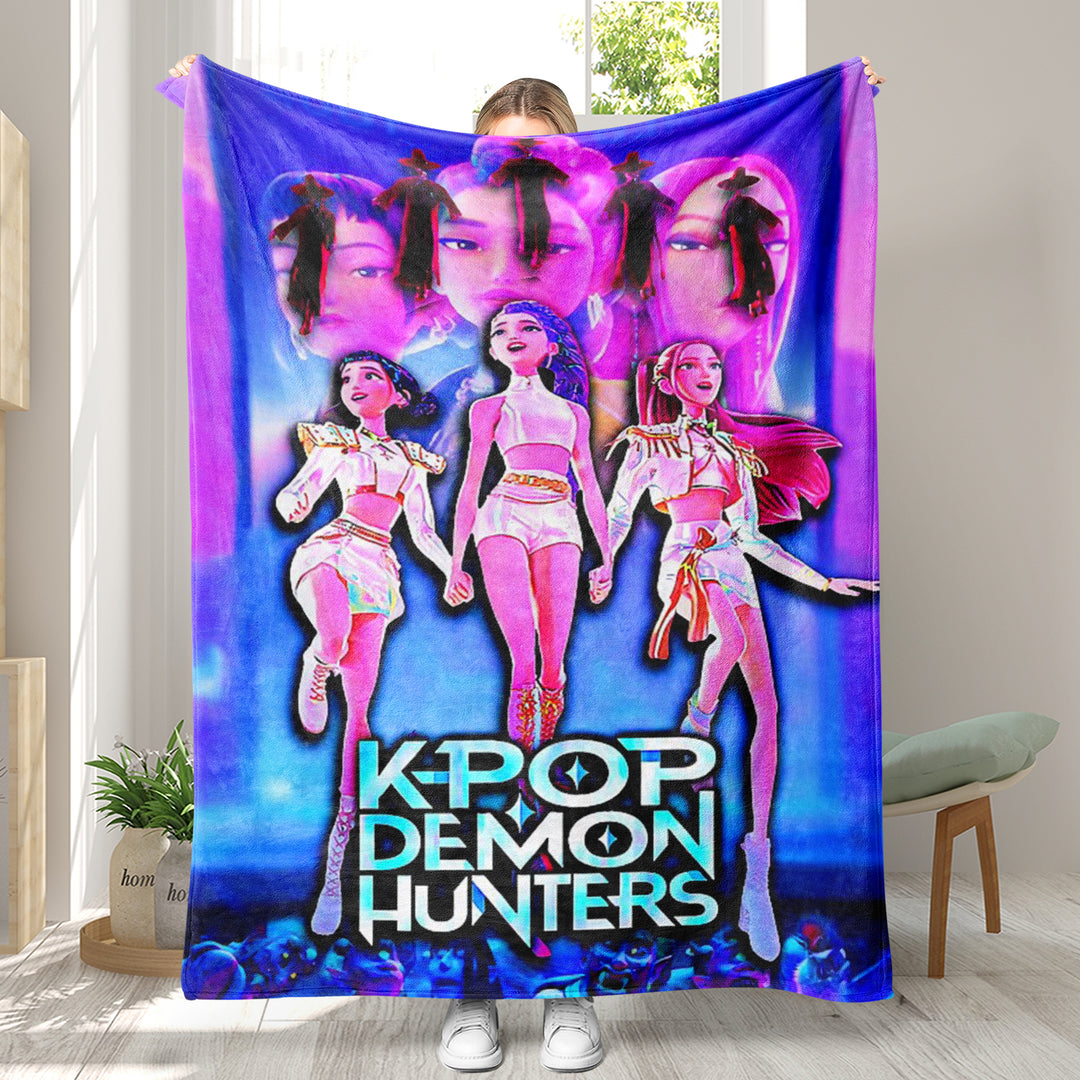 Kpop demon Hunters Throw Blanket soft flannel Blanket