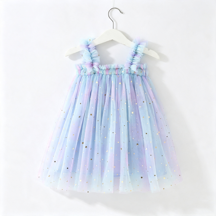 Girls Tutu Sequin Dress Princess Rainbow Tulle Dress