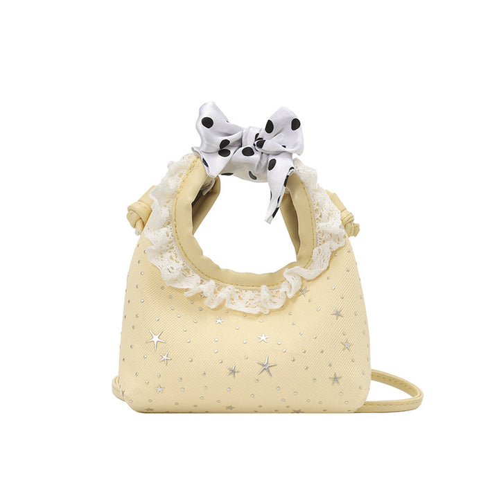 Sparkling Star Polka-Dot Handbag with Cute Lace-Trim