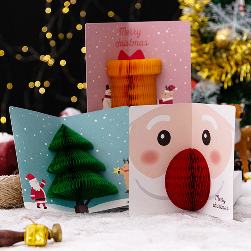 6pcs 3D Christmas Greeting Cards Pop-Up Greeting Cards