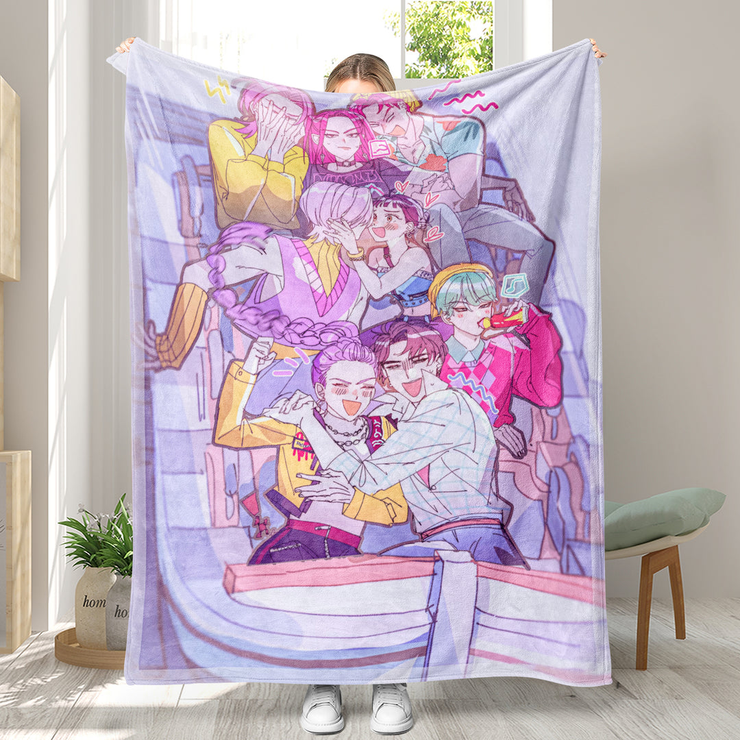 Kpop demon Hunters Throw Blanket soft flannel Blanket