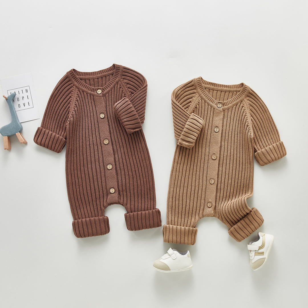 Baby long-sleeved knitted romper outing warm romper
