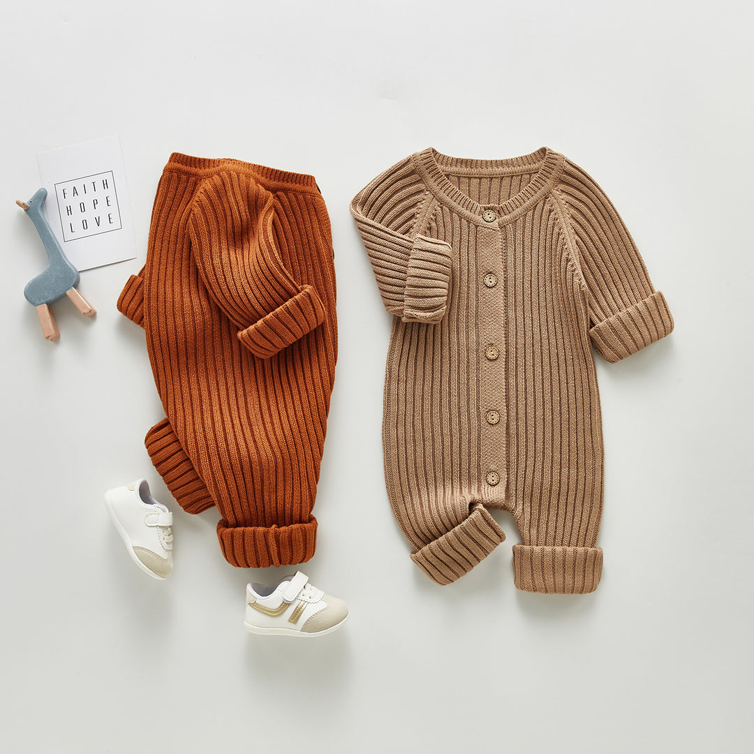Baby long-sleeved knitted romper outing warm romper