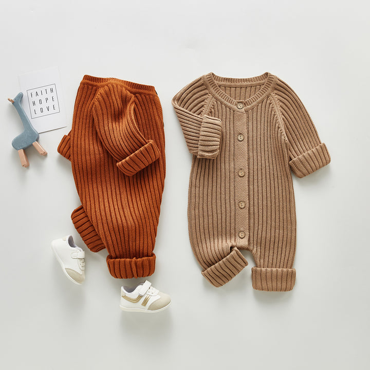 Baby long-sleeved knitted romper outing warm romper