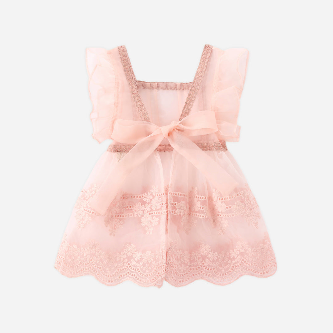 Girls pink lace embroidery apron