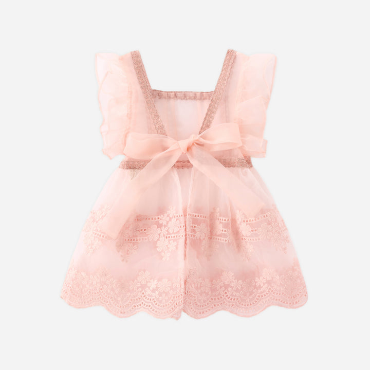 Girls pink lace embroidery apron