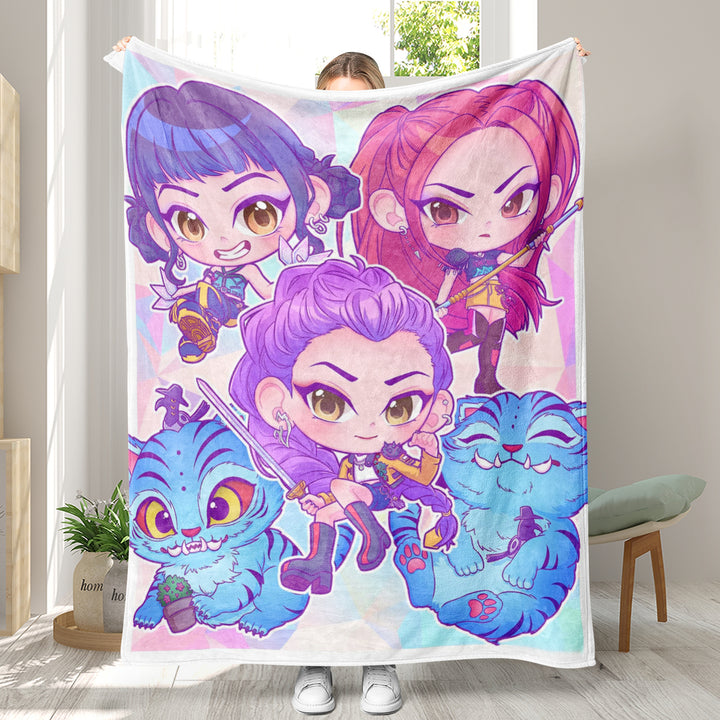 Kpop demon Hunters Throw Blanket soft flannel Blanket