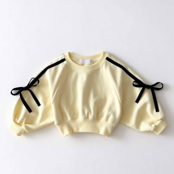 Girls Bows Tied Pullover Sweatshirt and Pants Set Personalized Name Tracksuit