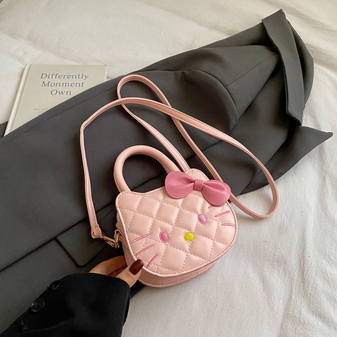 Embroidered Kitten & Bowknot Mini Handbag for Girls