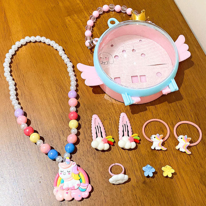 Girls'cartoon unicorn necklace accessory set gift for friends