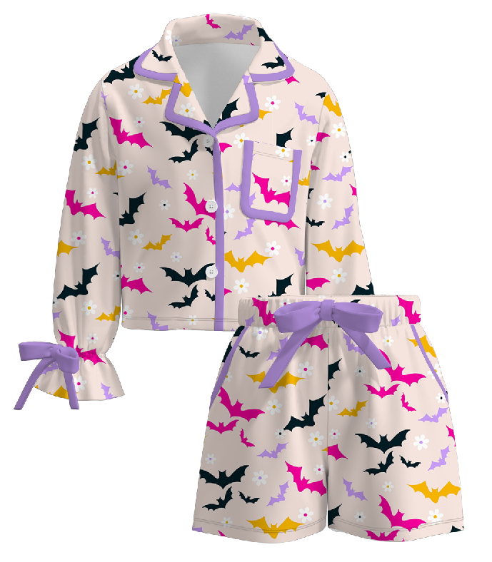 Bow tie Halloween satin silk  pajamas for mom&me
