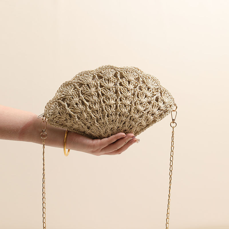 Shell Crossbody Straw Bag Beach Vacation Bag