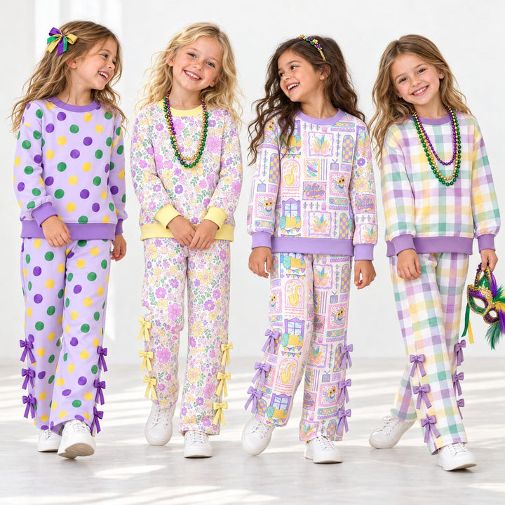 Mardi Gras Kids Sweatshirt and Pants Set