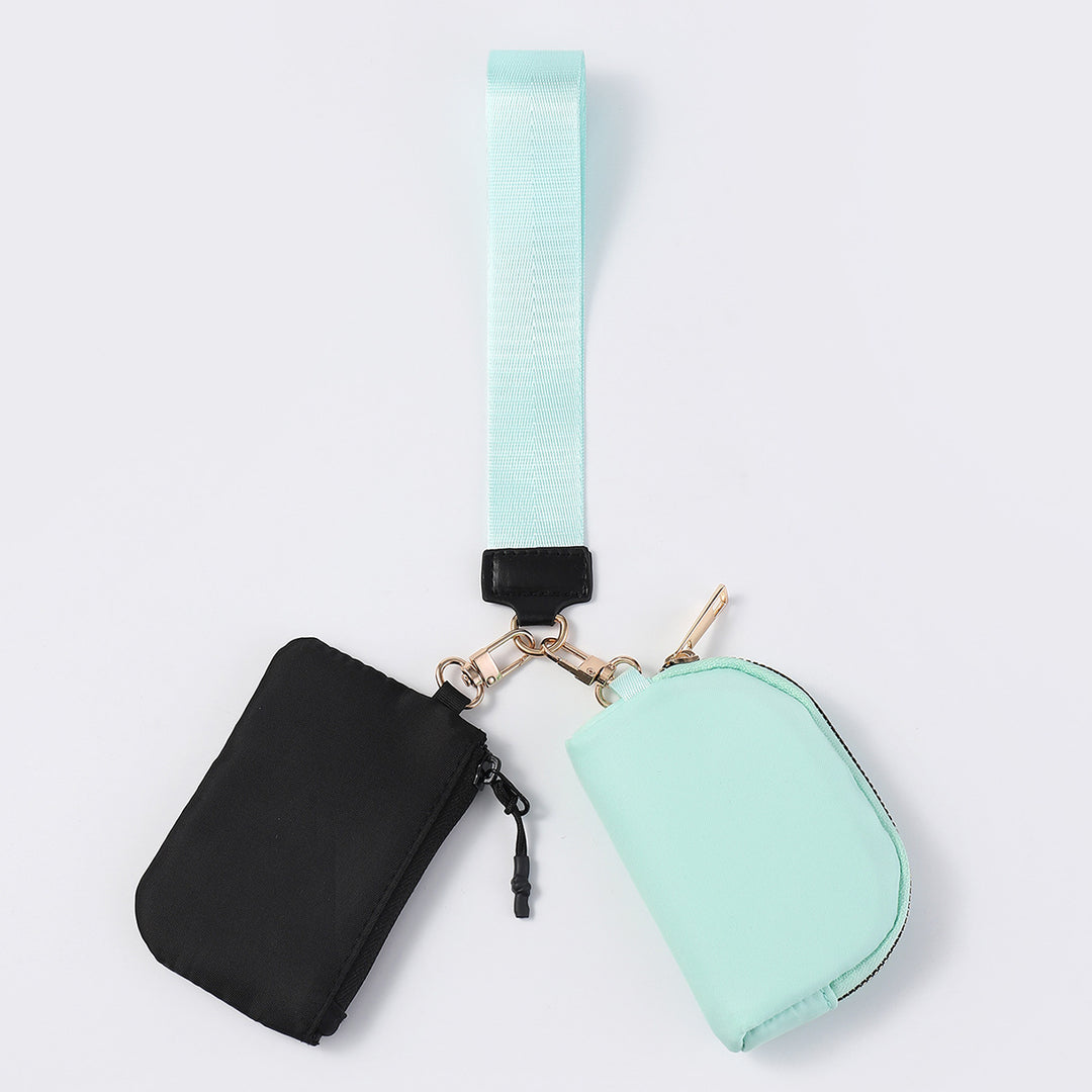 Dual Pouch Wristlet Portable Mini Coin Purse-teal