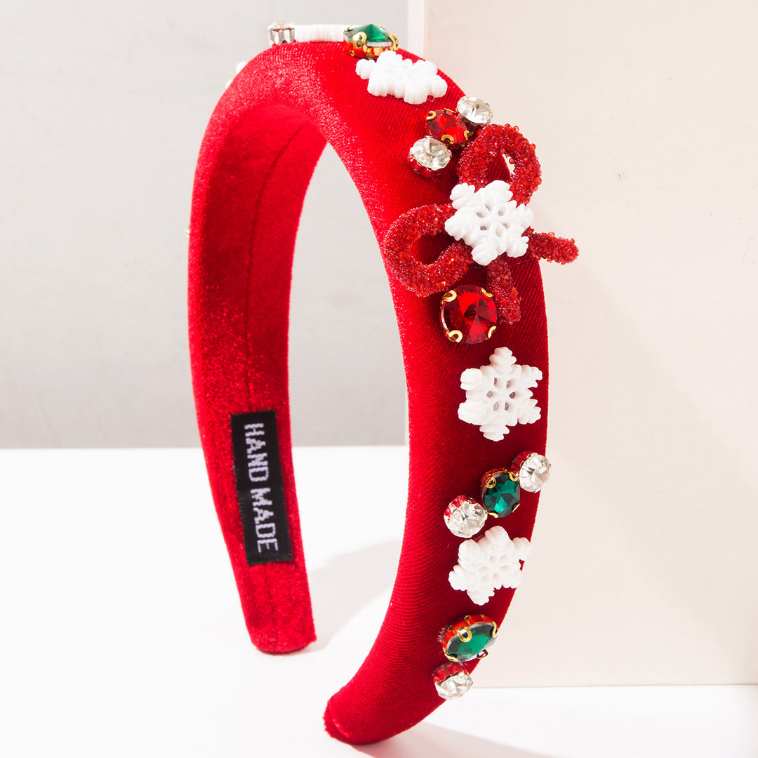 Christmas Red Velvet Snowflake Bow Charms Headband