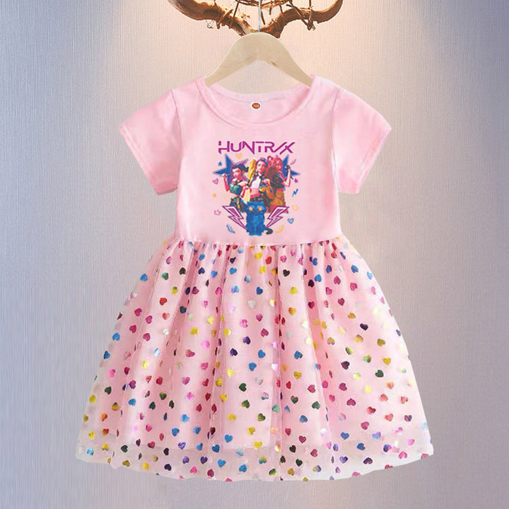 Girls'huntr/x inspired short-sleeved tutu sequin dress