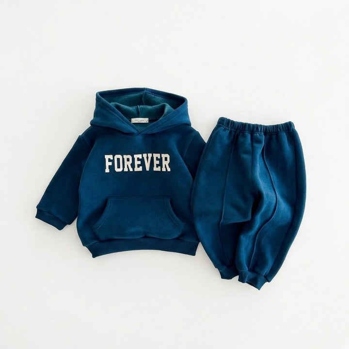 Kids Fleece-Lined Pullover Hoodie &amp; Sweatpants 2PCS Set