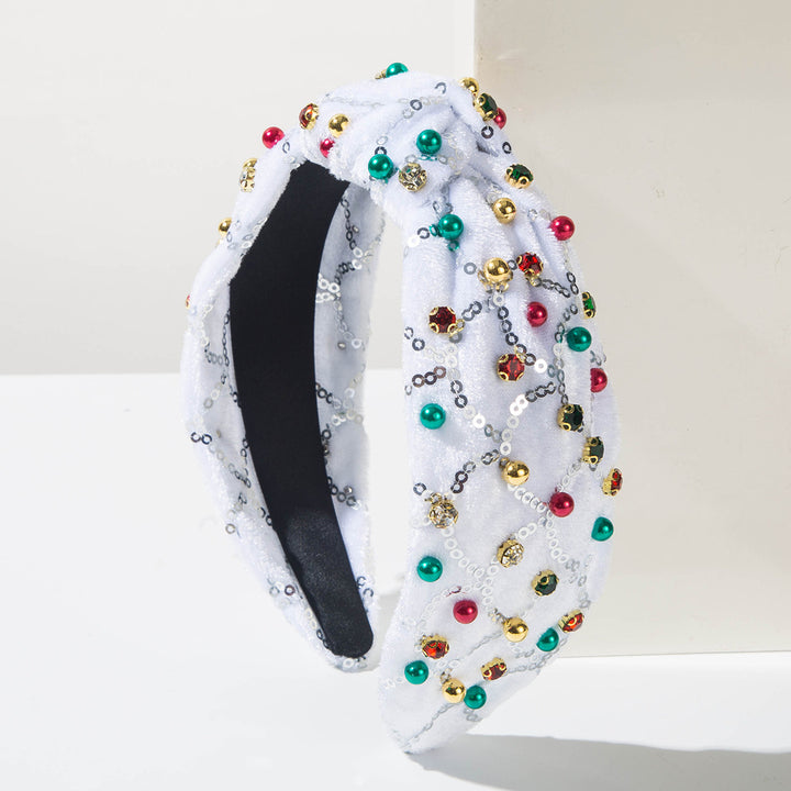 Christmas rhinestones pearls sequin knotted headband
