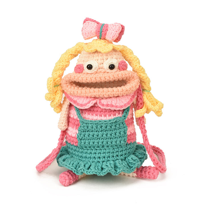Crocheted Adorably Ugly Big Mouth Doll Crossbody Bag