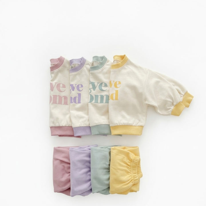 Baby Girl Love Mom Dad Print Sweatshirt &amp; Pants Outfit Set