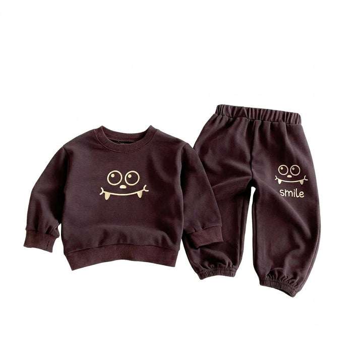 Kids Cute Cartoon Monster Smile Sweatshirt &amp; Pants Set