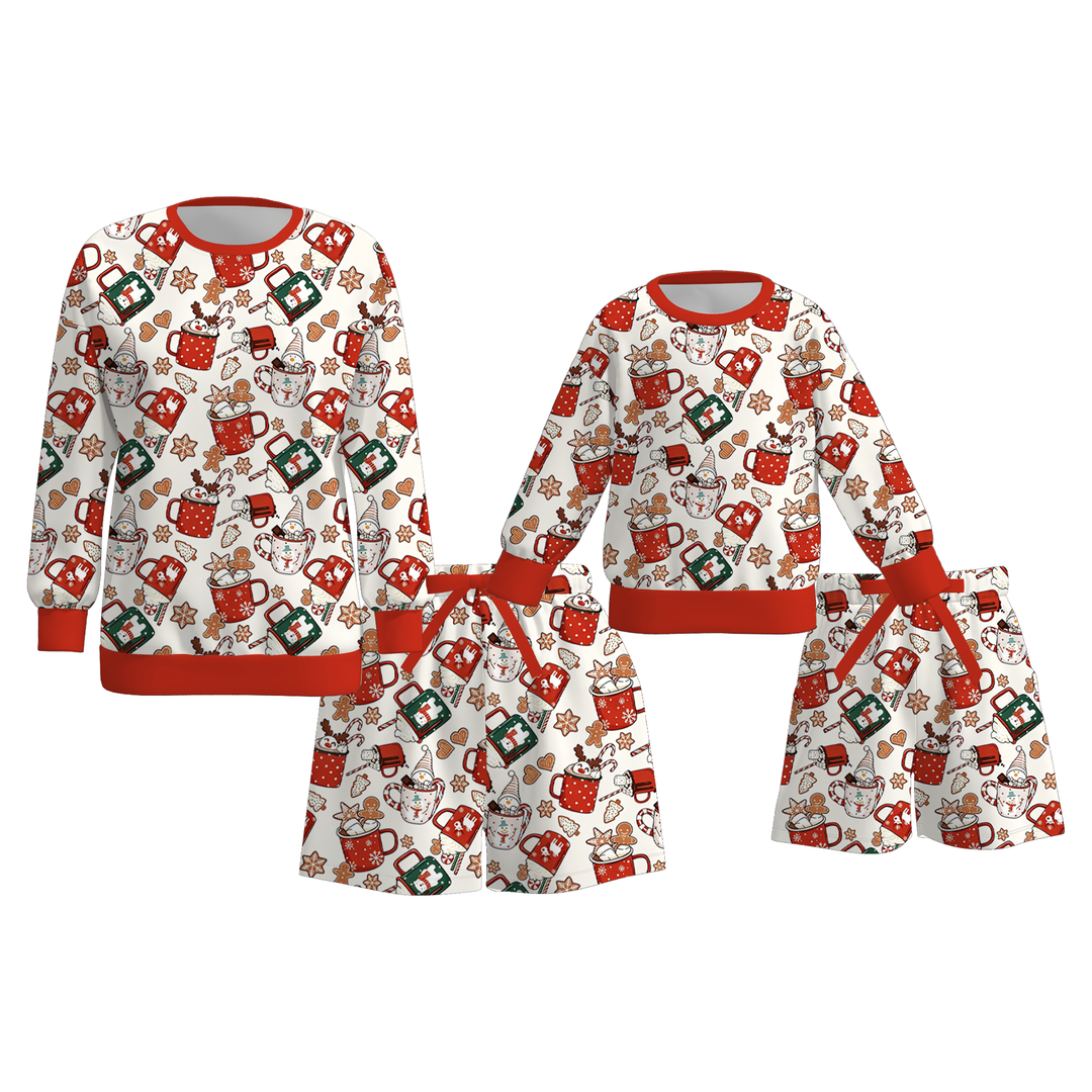 Matching Family Christmas Sweatshirt Set with Bow Print