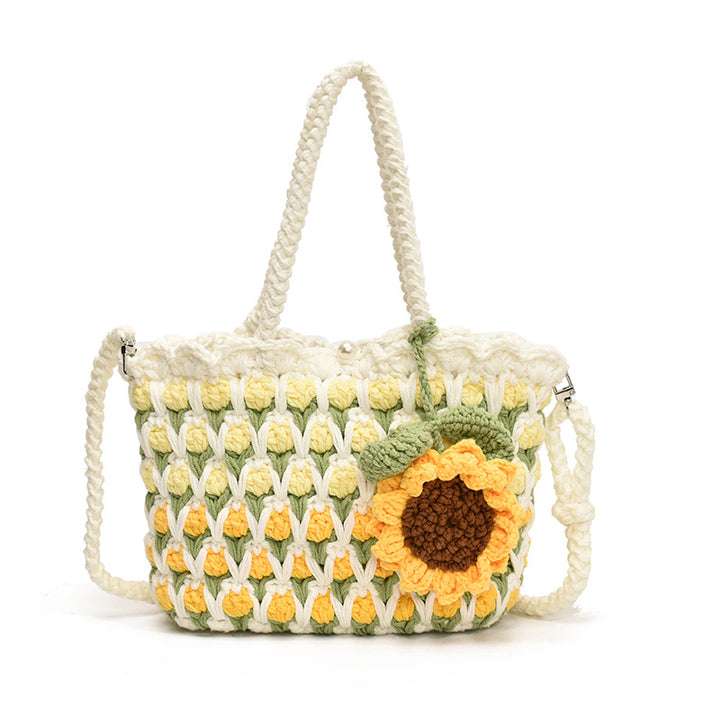 Hand-Crocheted Sweet Floral Shoulder Bag for summer