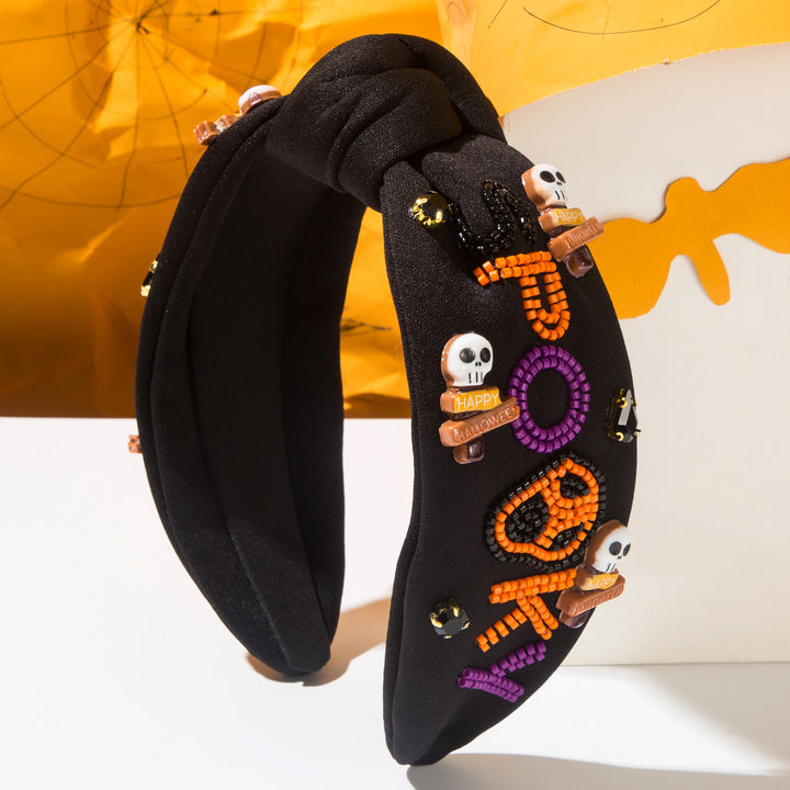 Hand-beaded Spooky Knotted Headband Halloween Hair Accessory