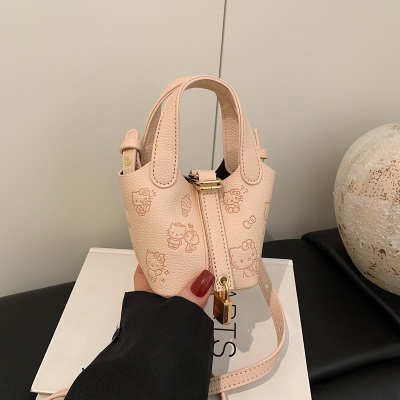Girls Mini Bucket bag with Cute Kitten Print