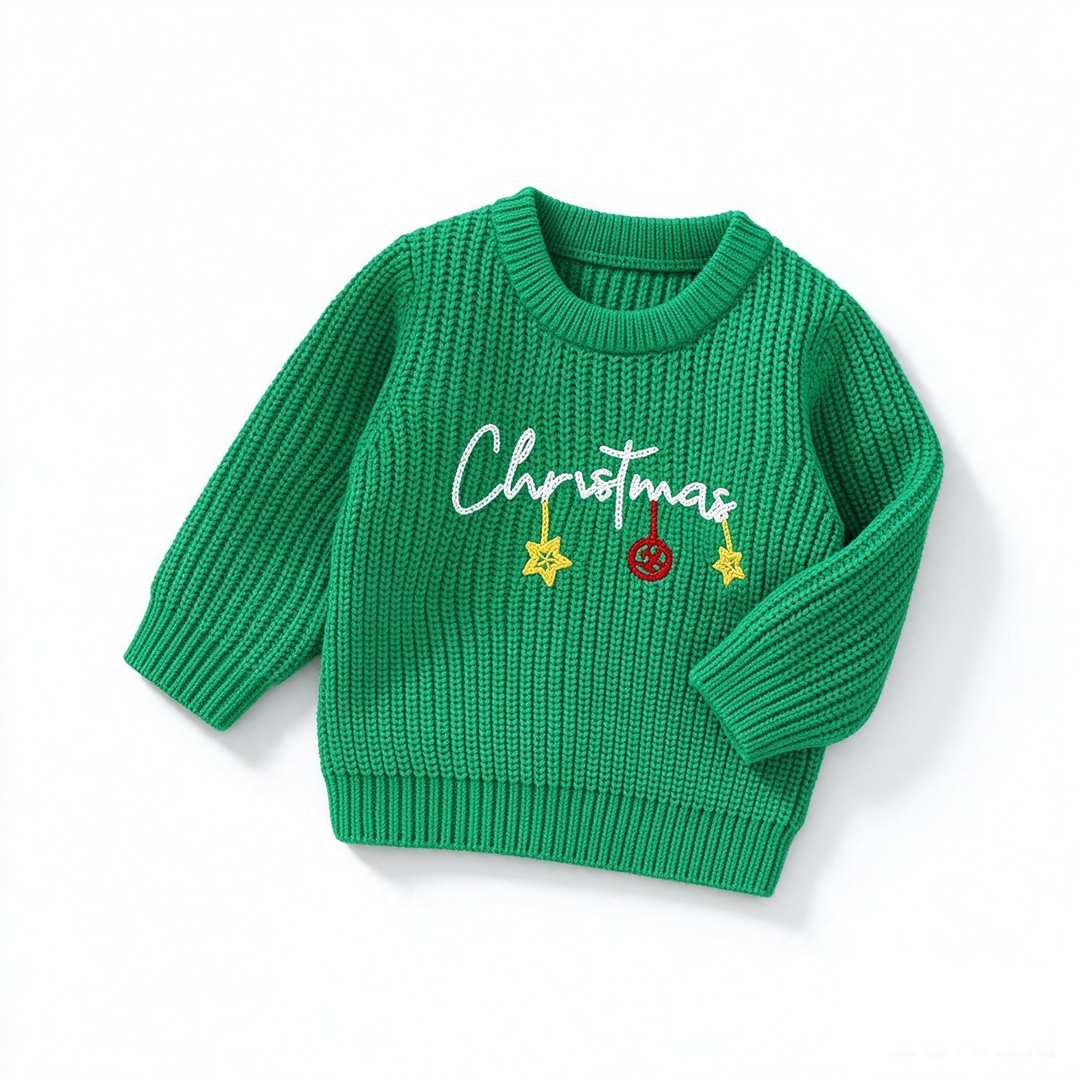 Baby Toddler Christmas Letter Embroidery Knit Sweater