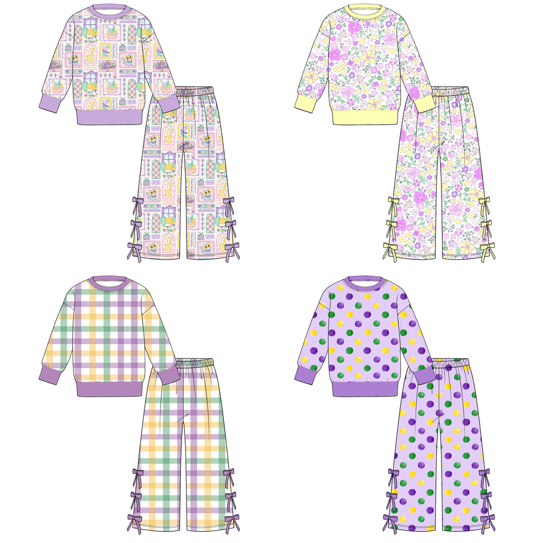 Mardi Gras Kids Sweatshirt and Pants Set