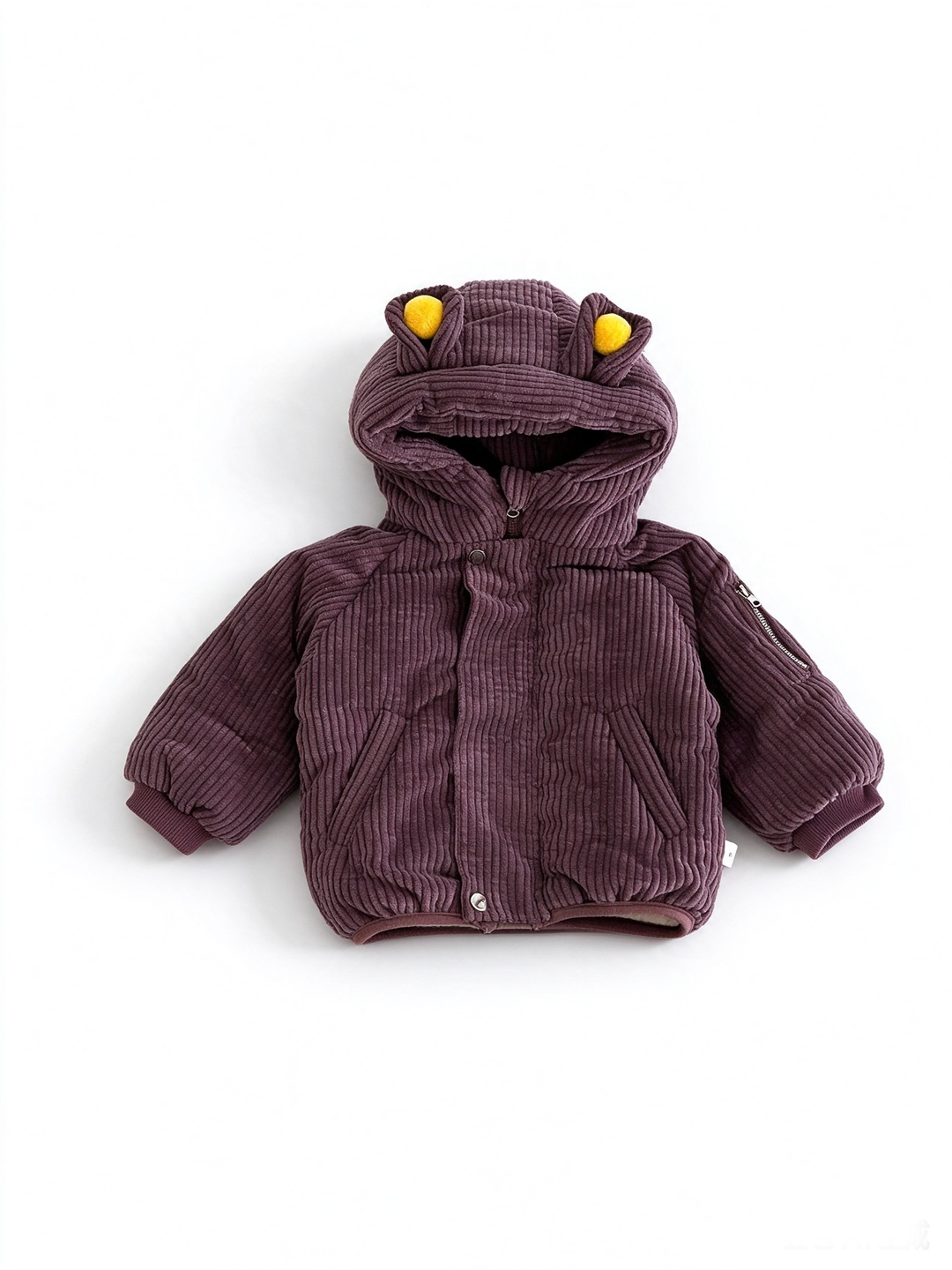Baby Corduroy Bear Ear Hooded Quilted Jacket Coat