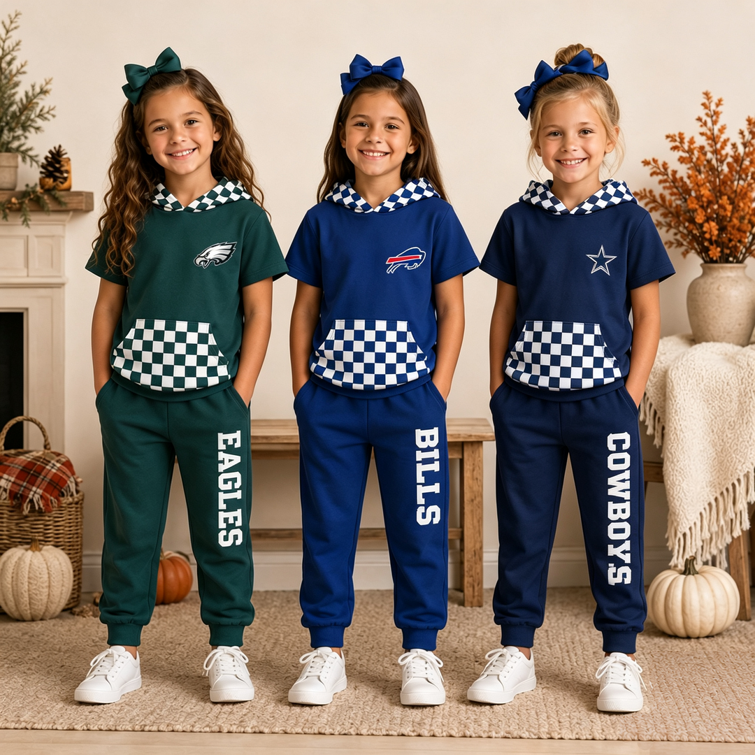 Girls Game Day Football Team Hoodie Top & Pants Outfit