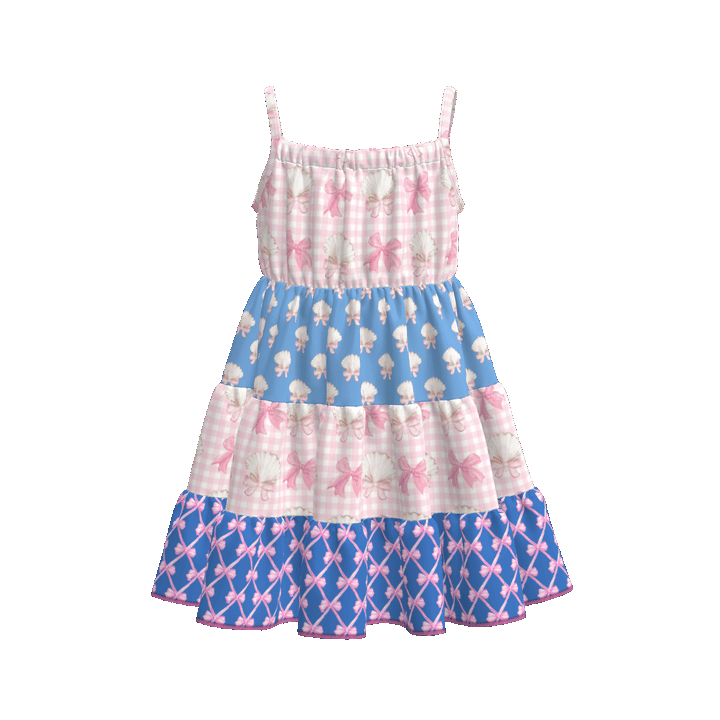 Girls Floral Paneled suspender dress