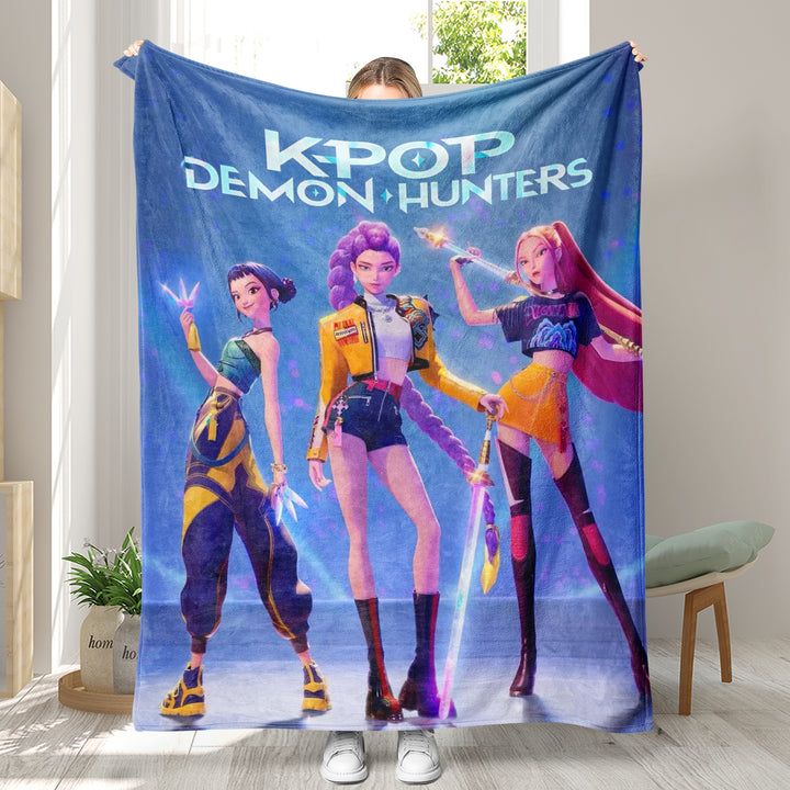 Kpop demon Hunters Throw Blanket soft flannel Blanket