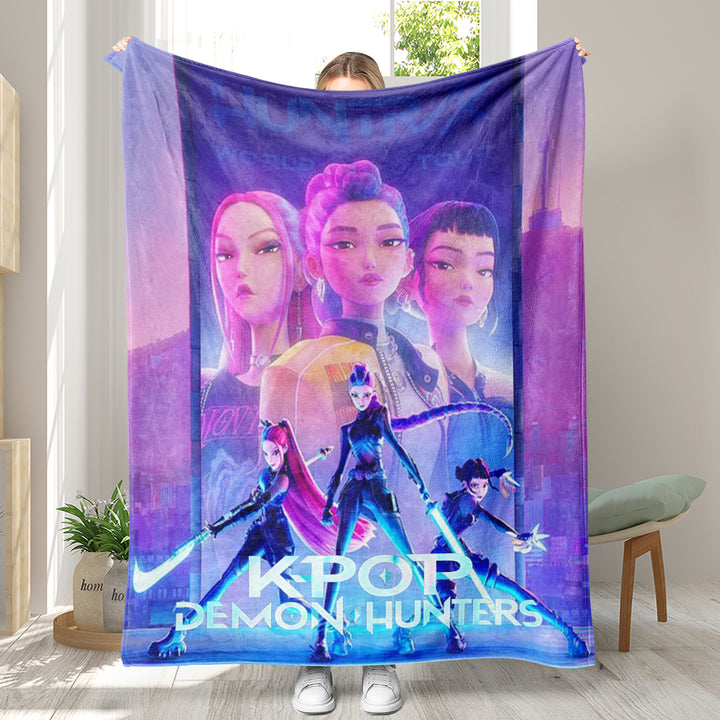 Kpop demon Hunters Throw Blanket soft flannel Blanket