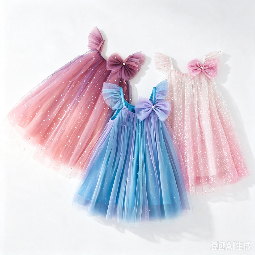 Girls Sequin Rainbow Tulle Dress Fairy dress