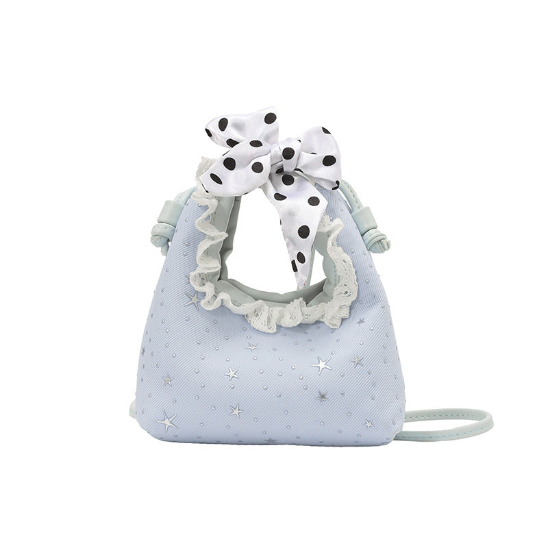 Sparkling Star Polka-Dot Handbag with Cute Lace-Trim
