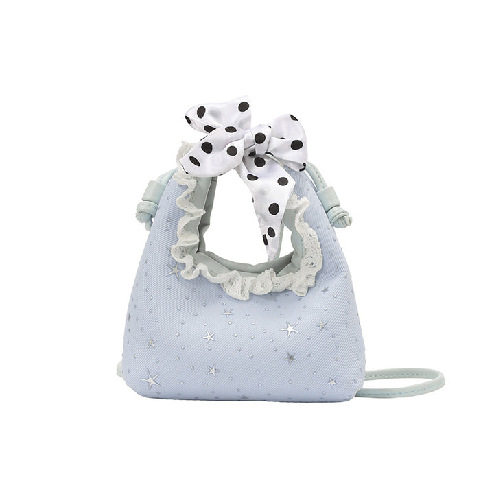 Sparkling Star Polka-Dot Handbag with Cute Lace-Trim