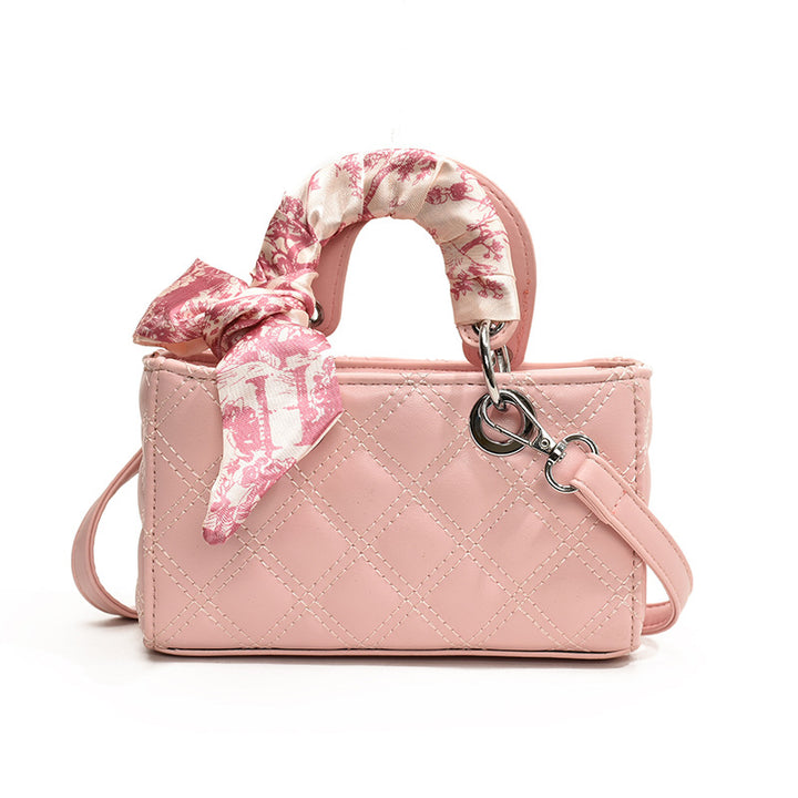 Mini Silk Scarf Handle Quilted Handbag Crossbody Bag