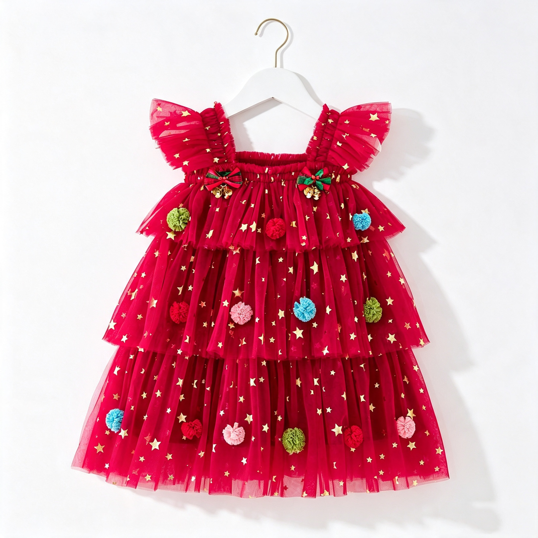 Girls Christmas Sequin Dress Holiday Tulle Dress