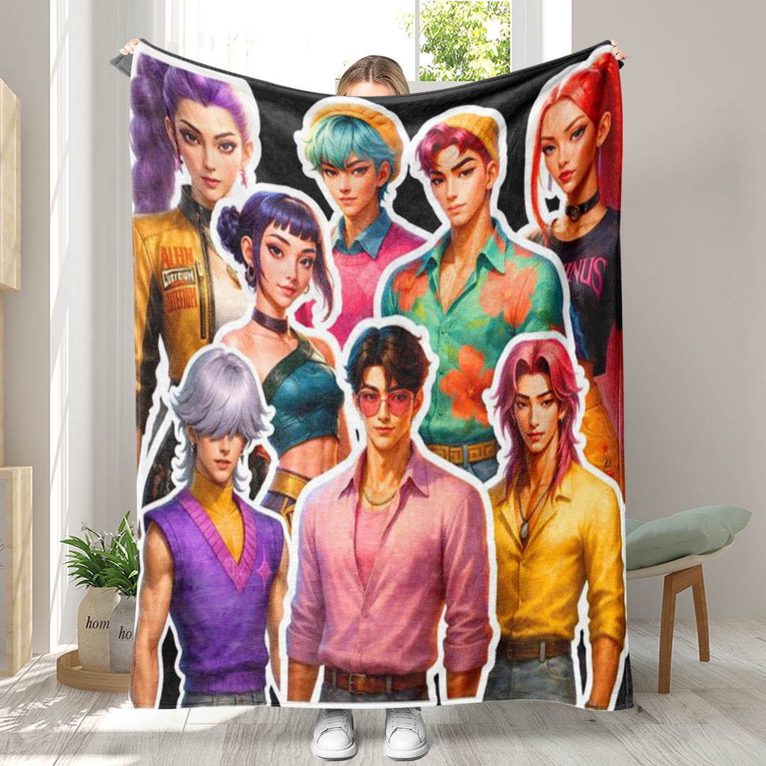 Kpop demon Hunters Throw Blanket soft flannel Blanket