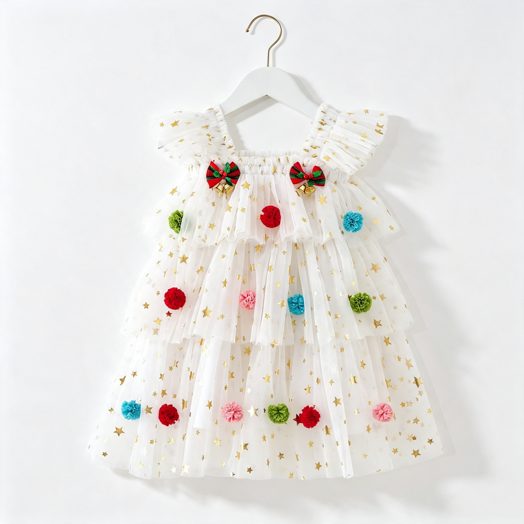 Girls Christmas Sequin Dress Holiday Tulle Dress