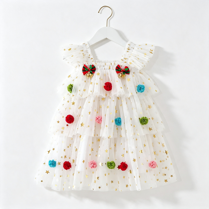 Girls Christmas Sequin Dress Holiday Tulle Dress