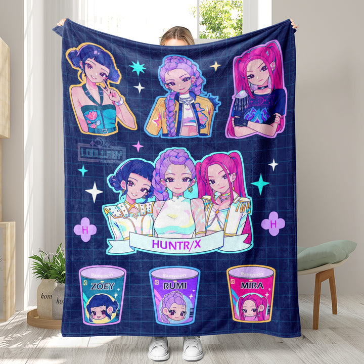 Kpop demon Hunters Throw Blanket soft flannel Blanket