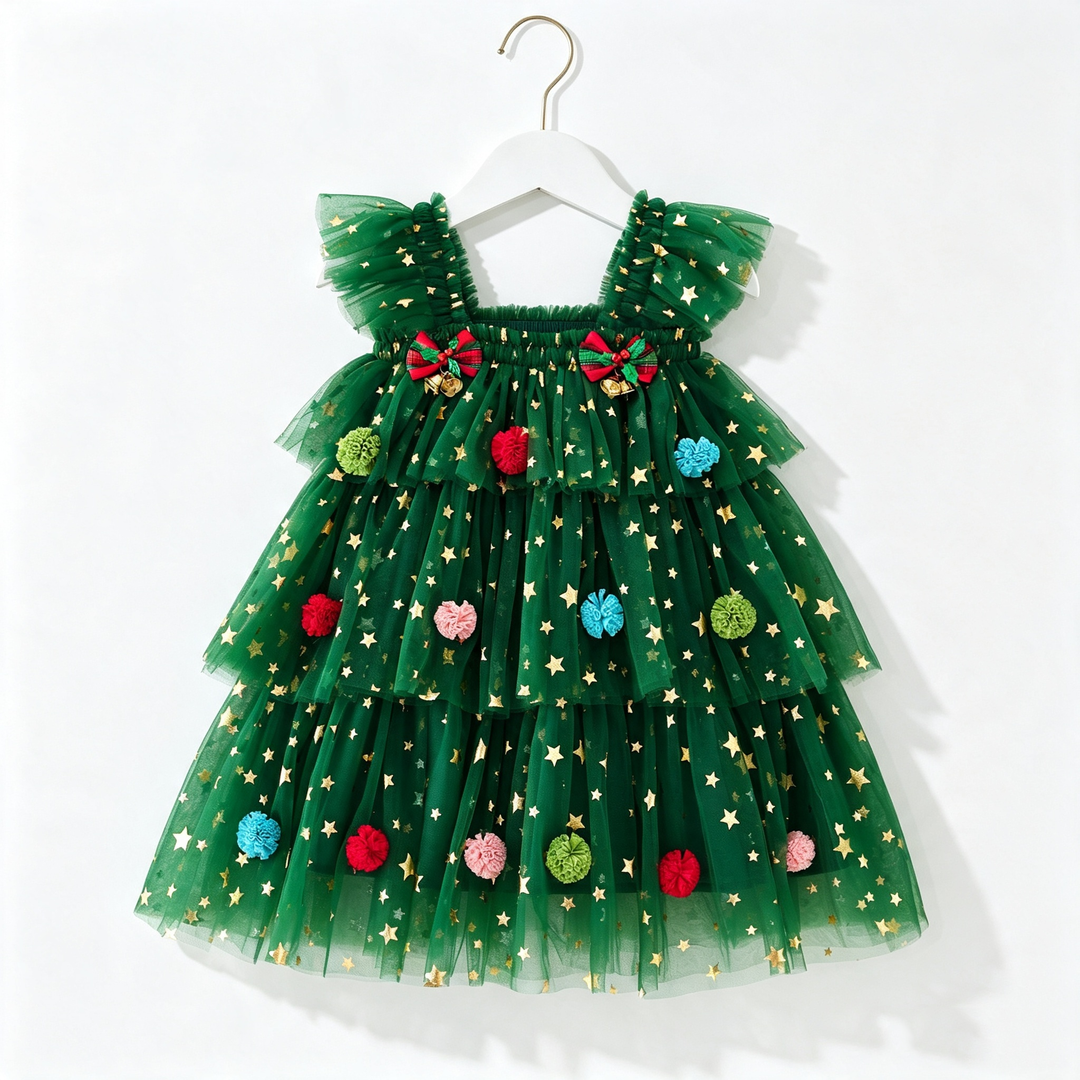 Girls Christmas Sequin Dress Holiday Tulle Dress