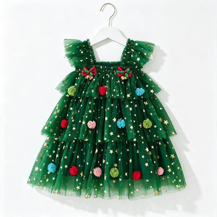 Girls Christmas Sequin Dress Holiday Tulle Dress