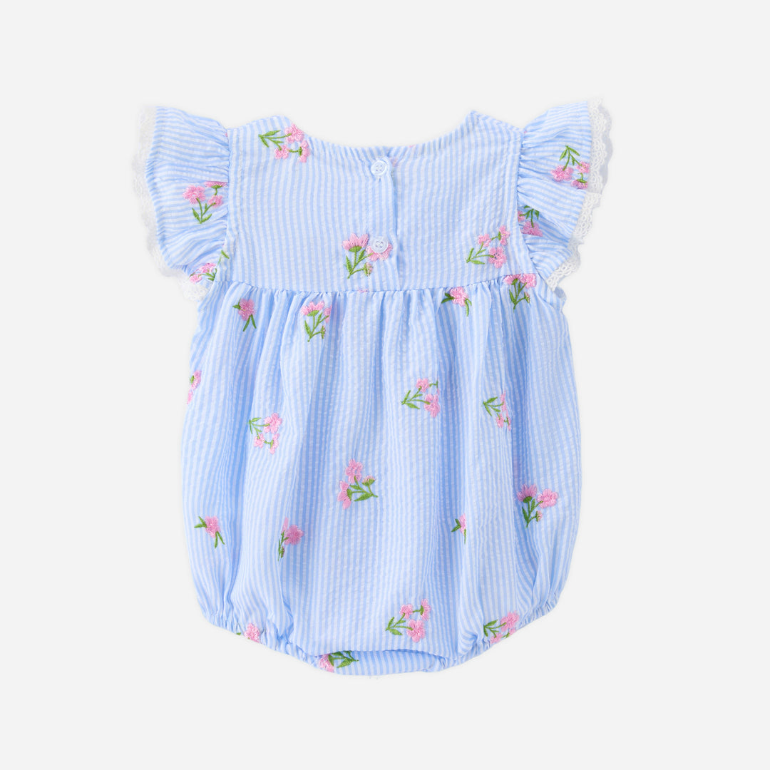 Baby floral embroidered flutter sleeve bodysuit romper