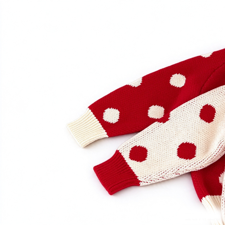 Baby Girls Red Polka Dot Knit Sweater For Christmas New Year